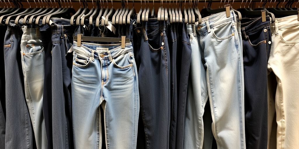 Colorful Judy Blue Jeans displayed on a retail rack.