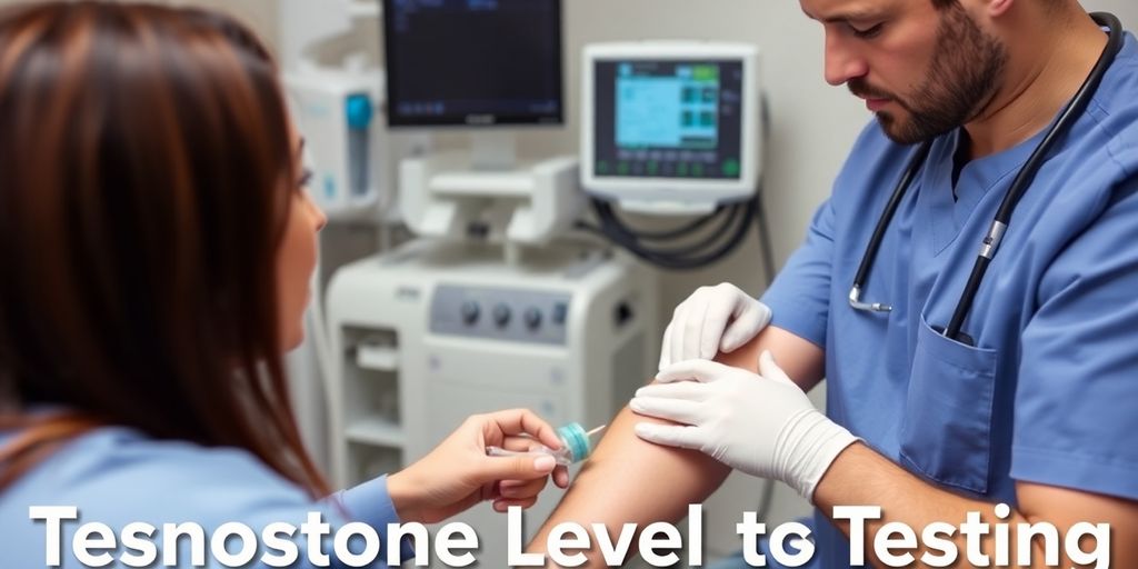 Healthcare professional drawing blood for testosterone testing.