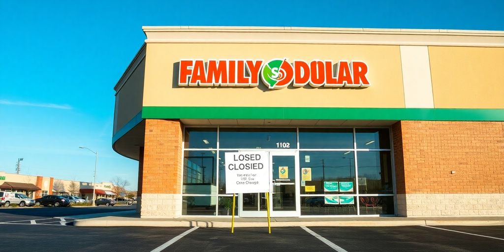 Closed Family Dollar store with empty parking lot.