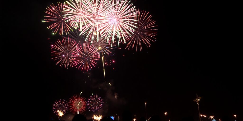 Colorful fireworks lighting up the night sky.