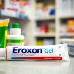 Eroxon Gel on pharmacy counter with health products.